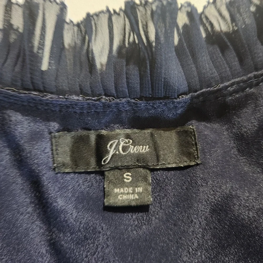 J. Crew Lace Overlay Sleeveless Blouse Keyhole Front Ruffle Neck S Career Office